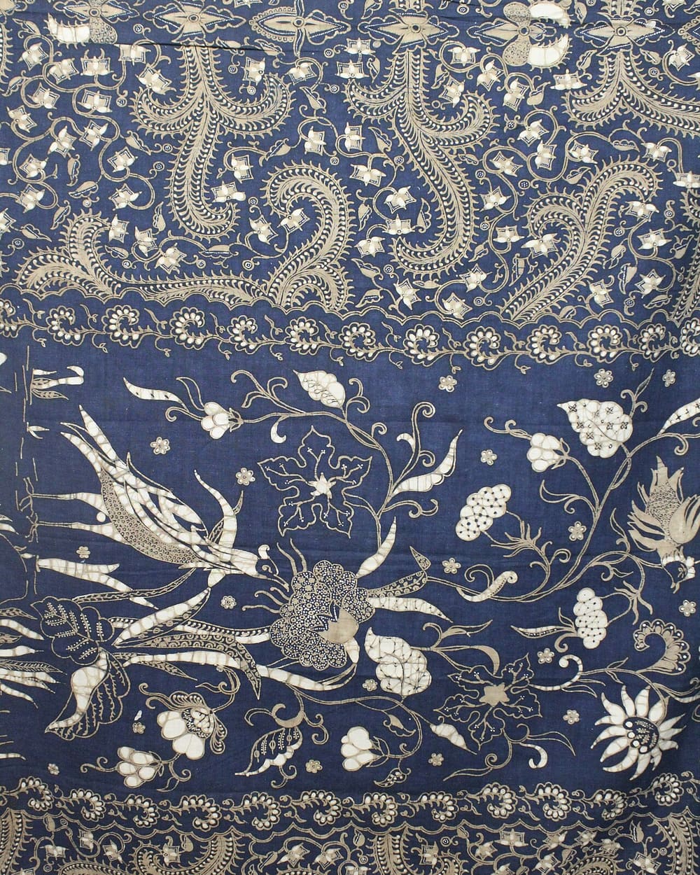 Batik cloth with bird motif in soga brown and cream